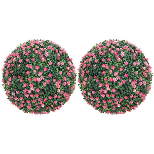 Set of Two Artificial Boxwood Balls Plants - Pink