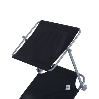Outdoor Foldable Sun Lounger, 4 Level Adjustable Backrest Reclining Sun Lounger Chair with Angle Adjust Sun Shade Awning for