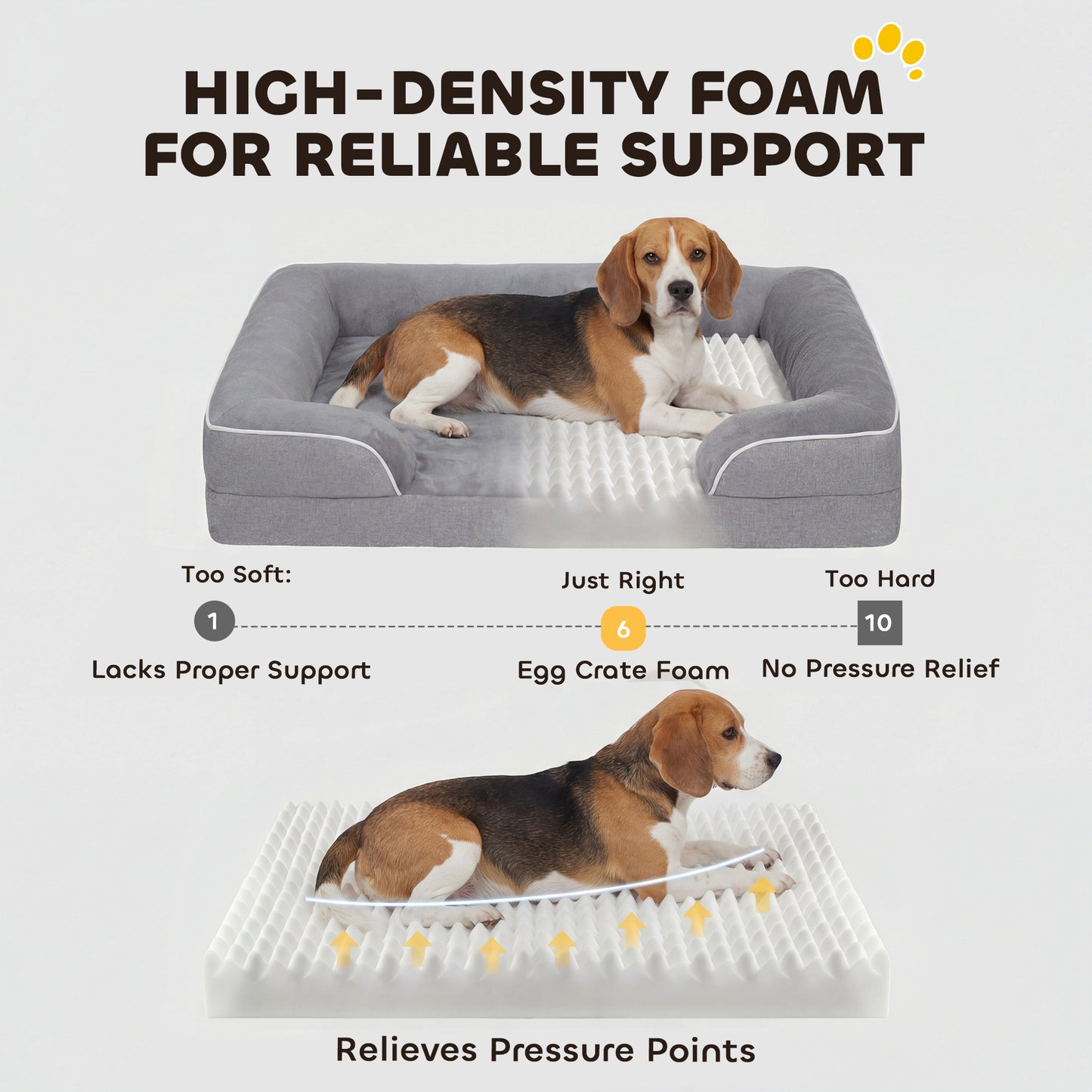 Dog Sofa Bed, Washable Pet Bed with Removable Cover and Non-Slip Bottom for Cats, Small and Medium Dogs, Grey