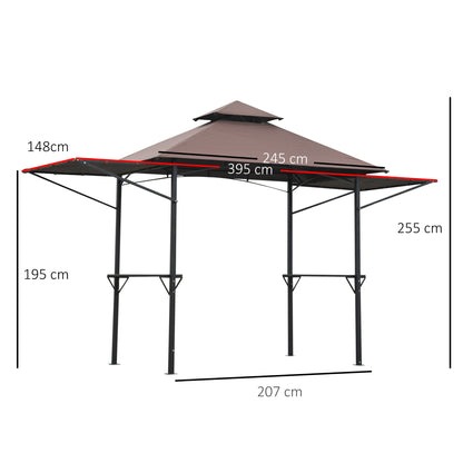 2.4 x 1.5 m (8' x 5') Grill Gazebo Canopy with Extendable Side Awnings