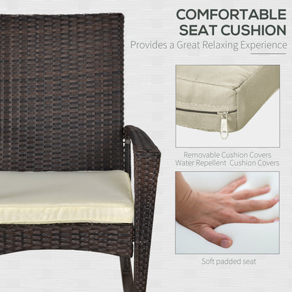 PE Rattan Garden Rocking Chair, Outdoor Rocking with Cushion, 160 KG Capacity Wicker Garden Armchair Rocker