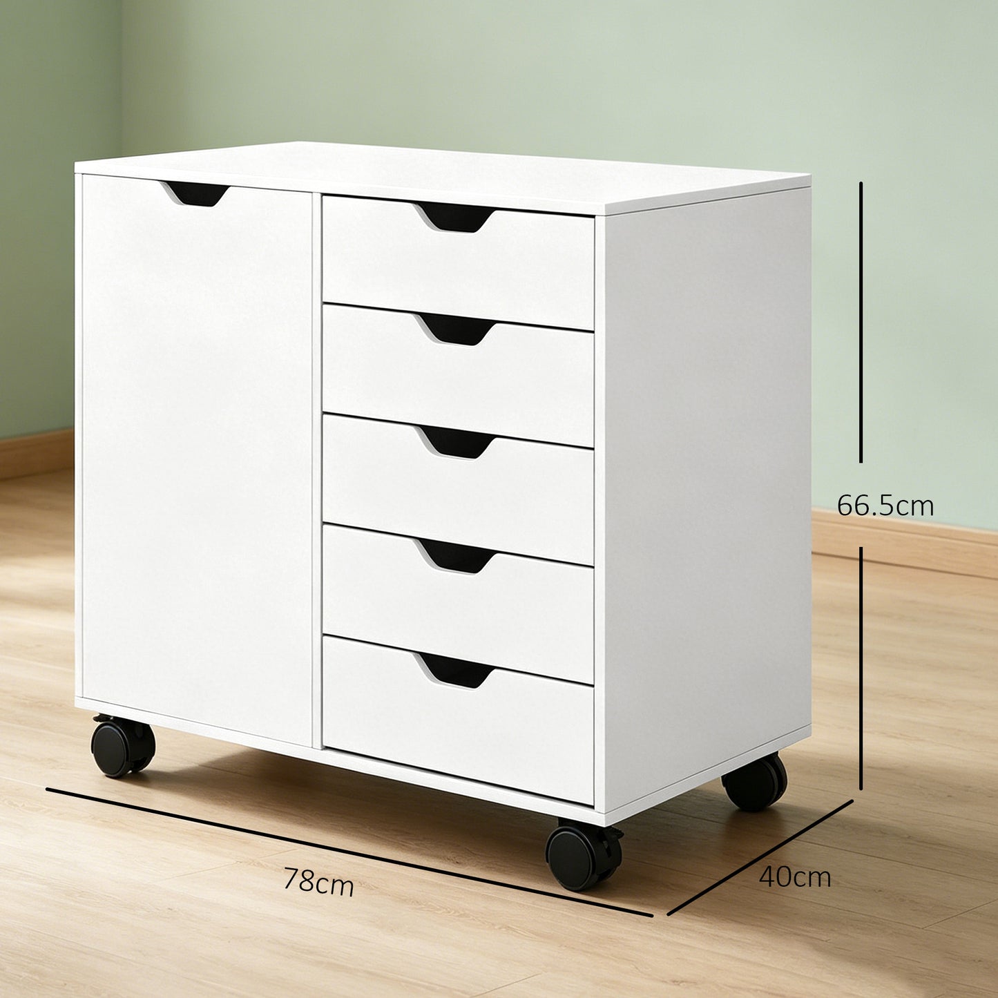 Multi-Storage Mobile Office Storage Cabinet - White