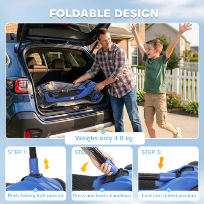 Three-Wheel Foldable Electric Scooter for Kids Aged 6-10 Years, Blue