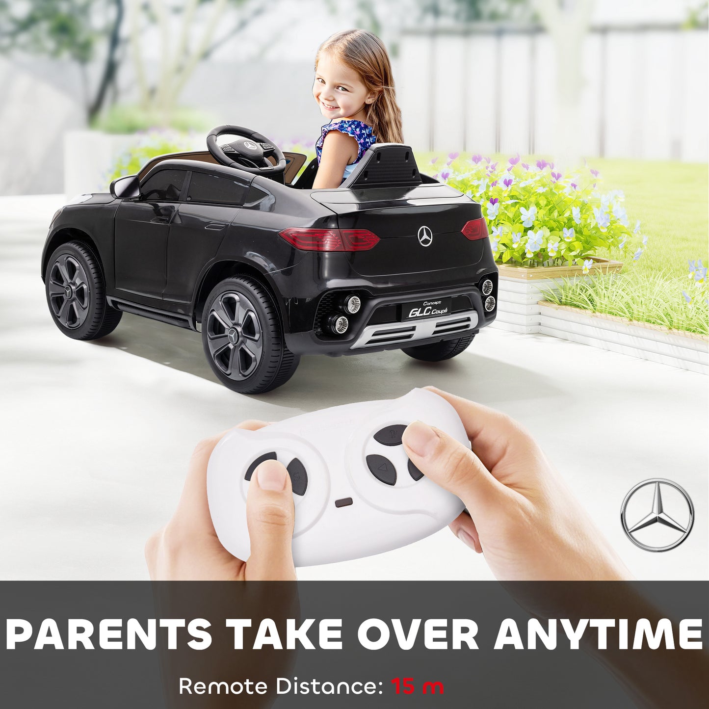 Mercedes-Benz GLC Licensed Kids Ride on Car with Remote Control, Soft Start, MP3, LED Headlights, Black