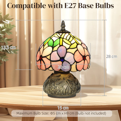 Tiffany-Style Table Lamp with Sculpted Dragonfly Base, Handcrafted Classic Stained Glass Bedside Lamp for Living Room and Bed