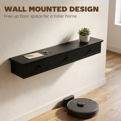 Shelf Wall-Mounted Storage Shelf Shelving Unit MDF 93 x 15 x 10 cm Entryway Kitchen Living Room, Black