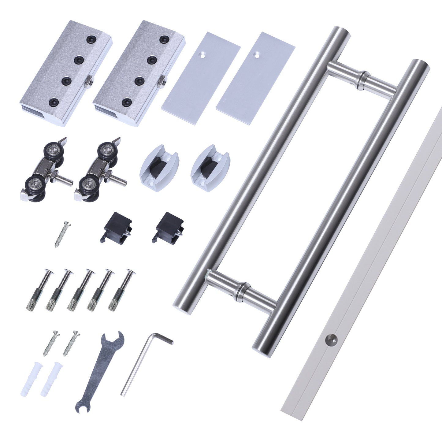 90cm Modern Sliding Door Set Kit w/ Frosted Glass Door Aluminium Rail Opaque Home Decoration DIY Office Style
