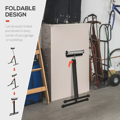 Folding Roller Stand, Material Support Pedestal with Ball Bearing Roller Height Adjustable Portable, Metal Construction