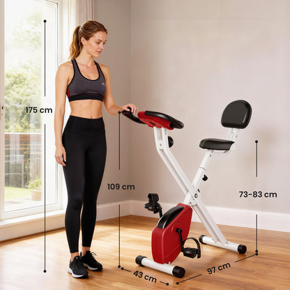Folding Exercise Bike, Fitness Bicycle Indoor Trainer, Quiet 8-Level Magnetic Resistance, with LCD Monitor