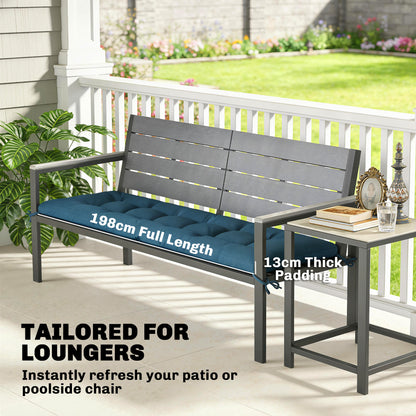 Sun Lounger Cushion, Memory Foam Patio Chair Cushion with Ties, Outdoor Seat Pad Fits 190 x 60 cm Lounger, Blue