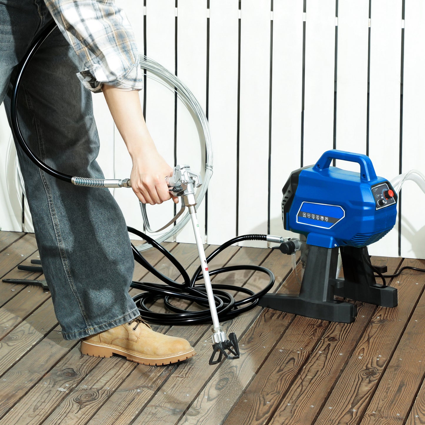 Airless Paint Sprayer, Thinning-Free Electric Paint Spray Gun for Walls, Fences & DIY Projects, Dark Blue