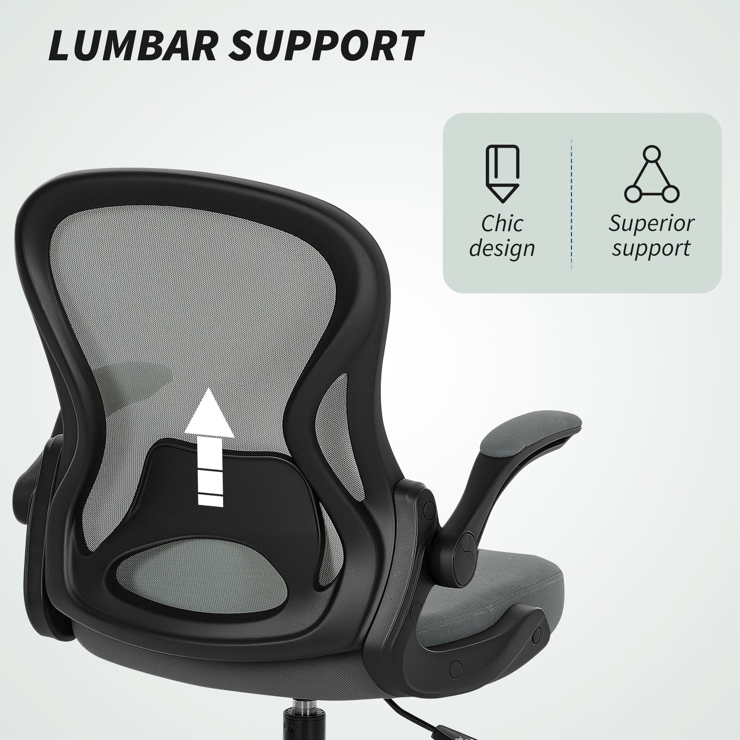 Drafting Chair, Ergonomic Tall Office Chair with Flip-up Armrests, Mesh Back, Lumbar Support