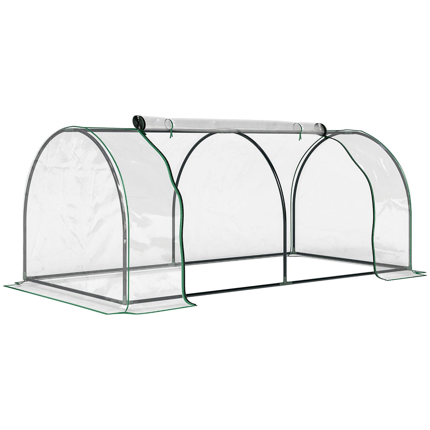 Tunnel Greenhouse Green Grow House for Garden Outdoor, Steel Frame, PVC Cover, Transparent, 200 x 100 x 80cm