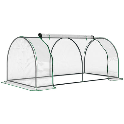 Tunnel Greenhouse Green Grow House for Garden Outdoor, Steel Frame, PVC Cover, Transparent, 200 x 100 x 80cm