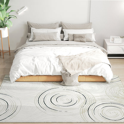 Modern Area Rug, Swirl Pattern Machine Washable Rug, Allergy-Friendly Floor Carpet for Living Room, Bedroom, Dining Room