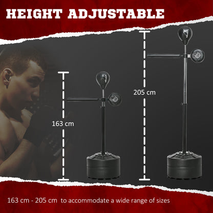 Adjustable Speed Bag, Boxing Bag, with Stand, Reflex Bar, Punching Pad, Black