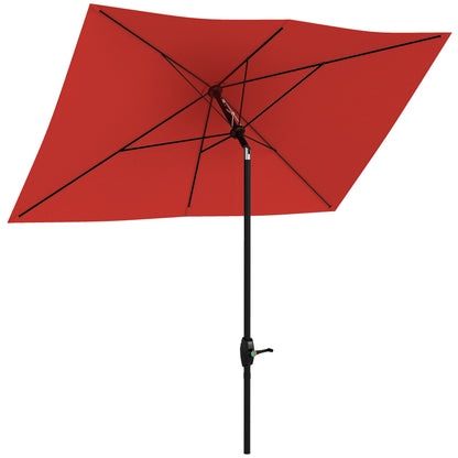 2 x 3 m Rectangular Parasol Umbrella - Red