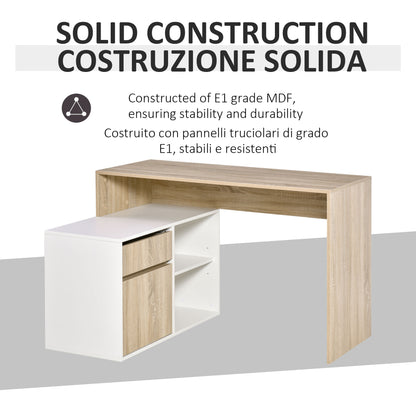 L-Shaped Desk, Corner Computer Desk with Storage Drawer, Adjustable Shelf, Cabinet for Home Office and Study
