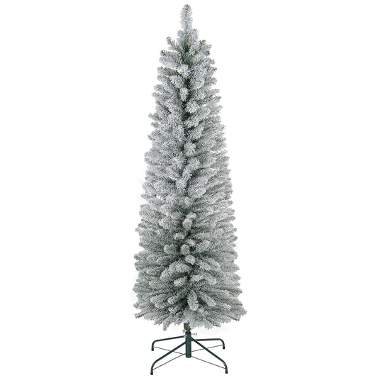 5ft Artificial Snowy Pencil Christmas Tree - White
