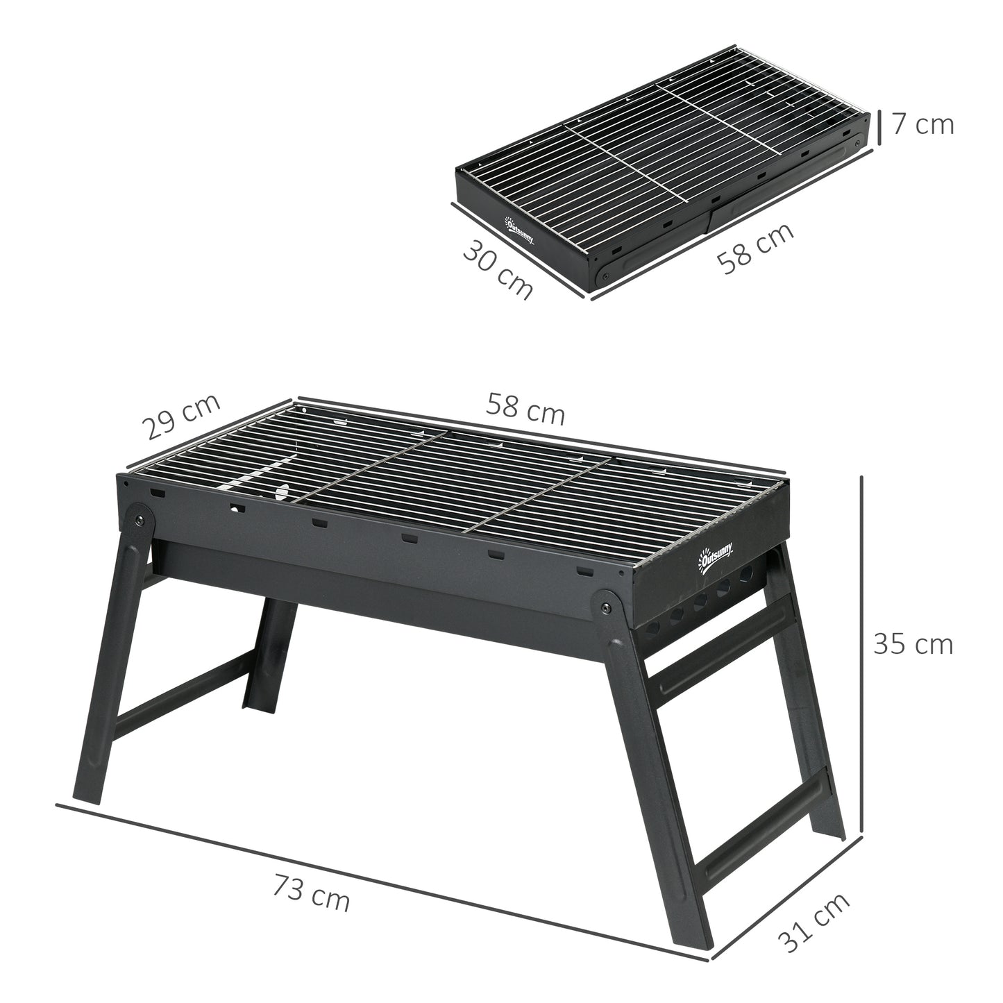 Foldable Charcoal Grill - Black