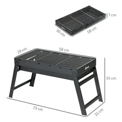 Foldable Charcoal Grill - Black