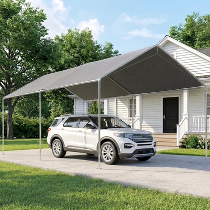3 x 6m Heavy Duty Carport Garage Car Shelter Galvanized Steel Outdoor Open Canopy Tent Water UV Resistant Waterproof, Grey