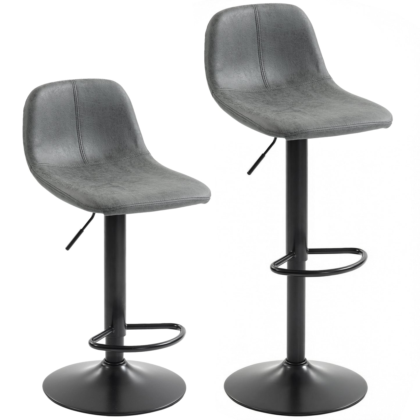 Bar Stools Set of 2, Modern Swivel Barstools with Footrest for Kitchen Island and Dining Room, Grey