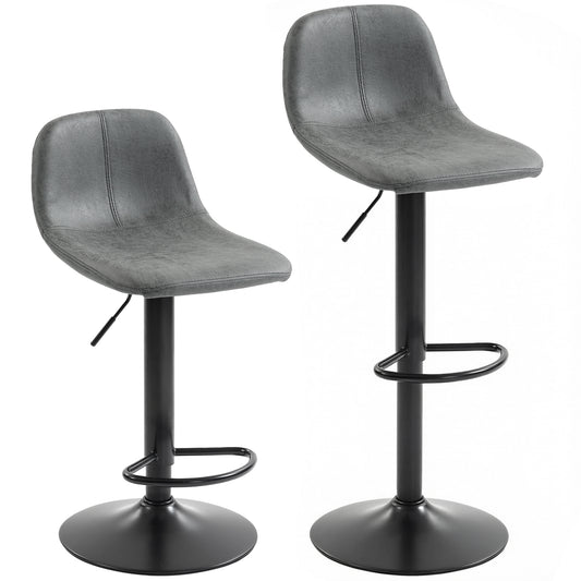 Bar Stools Set of 2, Modern Swivel Barstools with Footrest for Kitchen Island and Dining Room, Grey