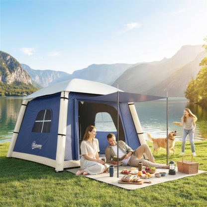 Inflatable Camping Tent w/ Hand Pump, Easy Setup 1/2 Person Blow Up Tent, Dark Blue