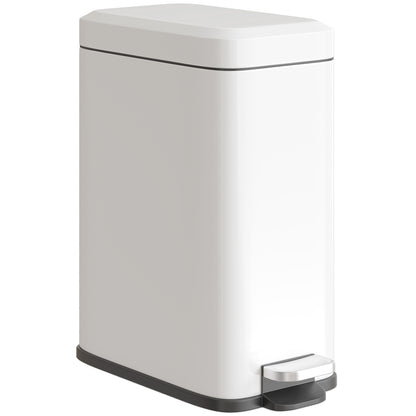 5L Rectangular Compact Bin Steel Body Removable Bucket Quiet-Close Lid w/ Pedal Lid Rubbish Trash Can Home Office Bedroom Bat