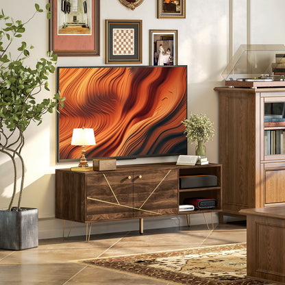 TV Stand Cabinet for up to 60 Inch TV, Modern 130cm TV Unit with Adjustable Shelves and Hairpin Legs