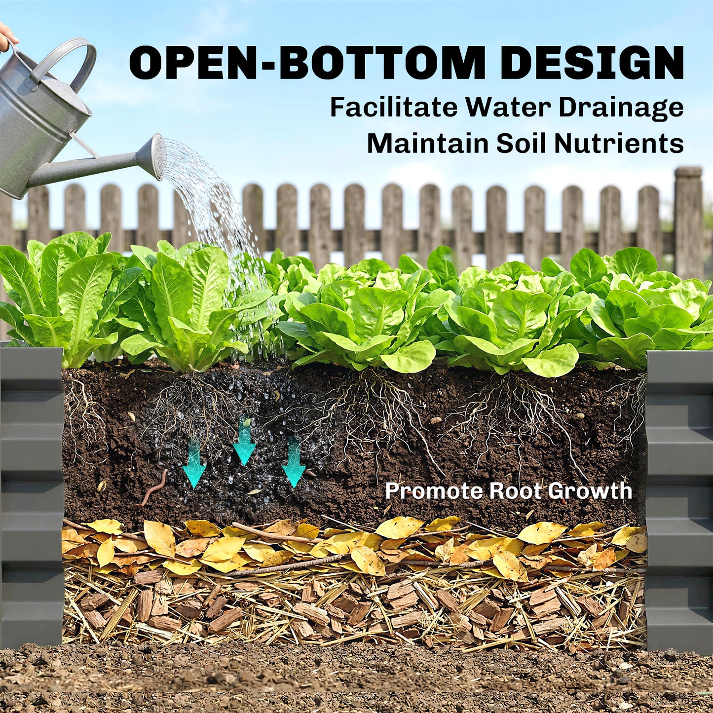Rectangle Raised Garden Bed Box with Weatherized Steel Frame for Vegetables, Flowers, & Herbs, 120 cm x 60 cm x 30.5 cm