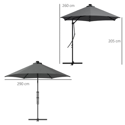 3(m) Solar LED Cantilever Parasol - Dark Grey