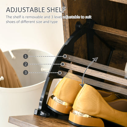 Industrial Shoe Cabinet with 2 Flip Drawers, Narrow Shoe Storage Cabinet for 12 Pairs