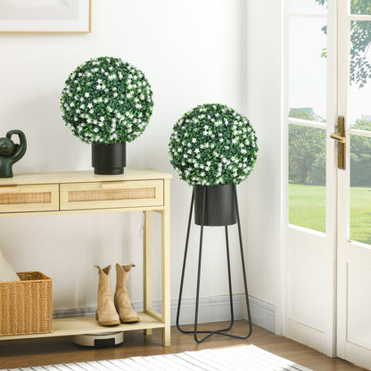 Set of Two Artificial Boxwood Balls Plants - White