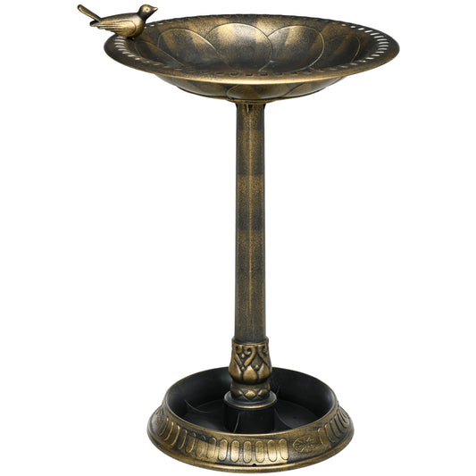 72cm Tall Antique Bird Bath for Garden, Vintage Style Birdbath with Bird Decoration and Flower Planter Base