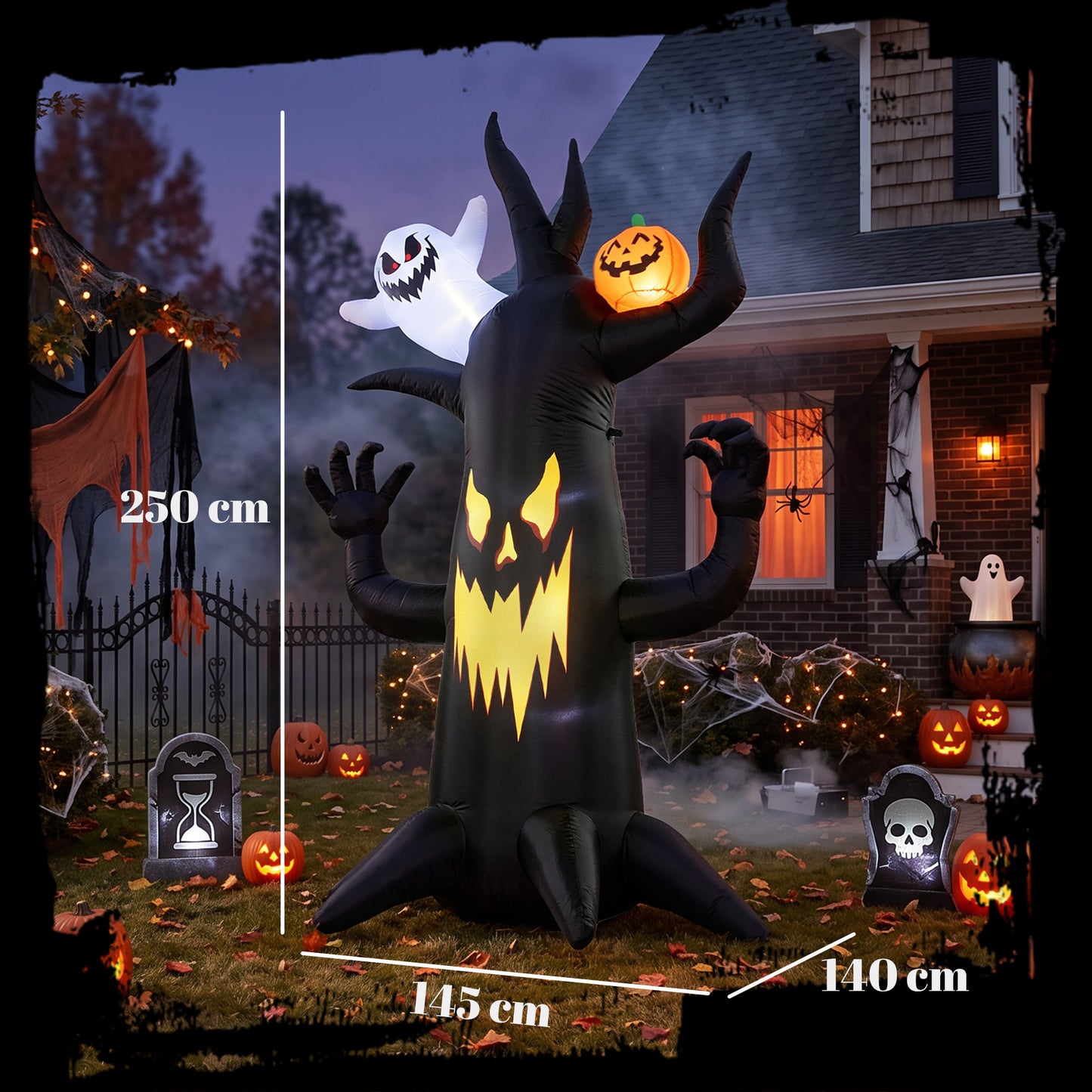 8 FT Halloween Inflatable Spooky Tree, Blow Up Decoration with Ghost and Pumpkin for Garden Indoor Outdoor Decor