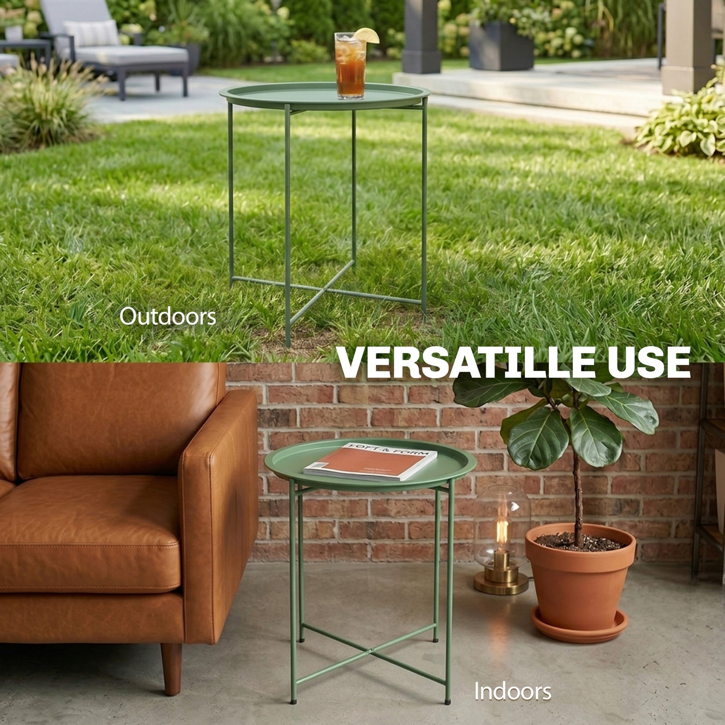 Steel Removable Tray Top Garden Table - Green