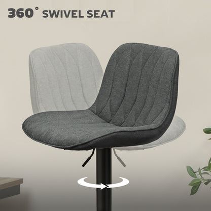 Set of Two Linen-Look Bar Stools - Charcoal Grey