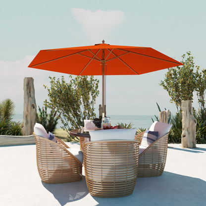 2.5m Wood Garden Parasol Sun Shade Patio Outdoor Wooden Umbrella Canopy, Table Market Umbrella with Vent, 38mm Pole