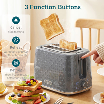 Kettle and Toaster Set, 1.7L 3000W Rapid Kettle with Limescale Filter, 2 Slice Toaster with 7 Browning Controls, Grey