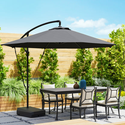 3(m) Garden Cantilever Parasol with Fillable Base up to 90kg, Wind Protection Strap, Cover