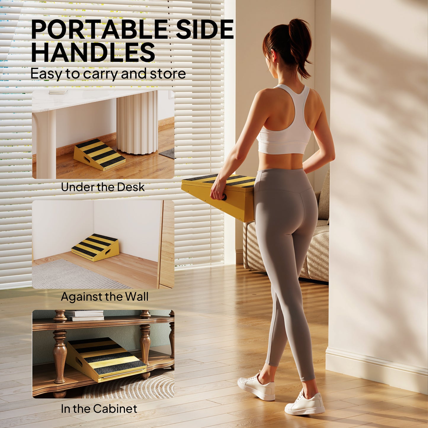 Portable Slant Board, Adjustable Incline Board Calf Stretcher with Extra Side-Handle Design for Home Gym