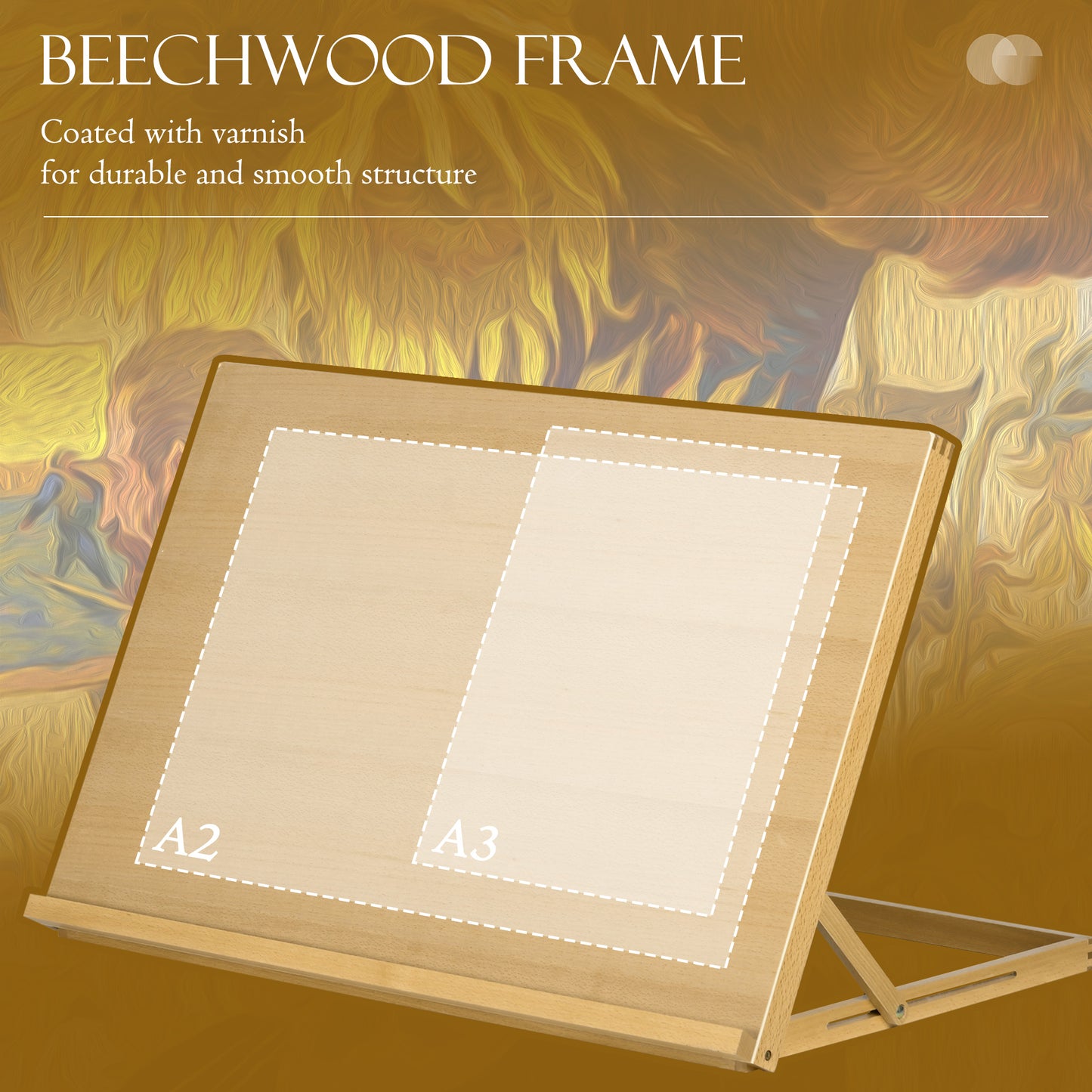 A2 Table Easel, Wooden Drawing Board, Adjustable Desktop Workstation Board for Artists & Crafters