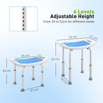 Shower Chair, Adjustable Height Shower Stool with Aluminium Frame and Non-Slip Feet