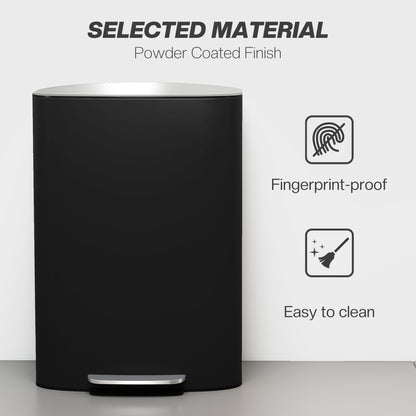 50L Kitchen Bin with Soft-Close Lid and Stay-Open Function, Stainless Steel Pedal Bin with Removable Inner Bucket