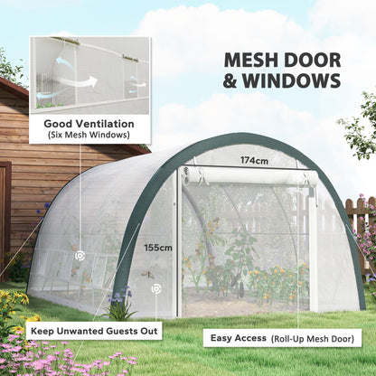 4 x 3(m) Walk-In Tunnel Greenhouse, with Accessories - White