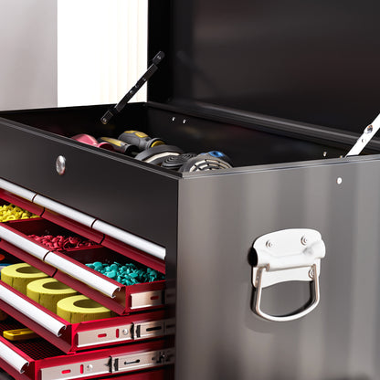 14 Drawer, Two-Part Tool Storage Chest on Wheels - Red