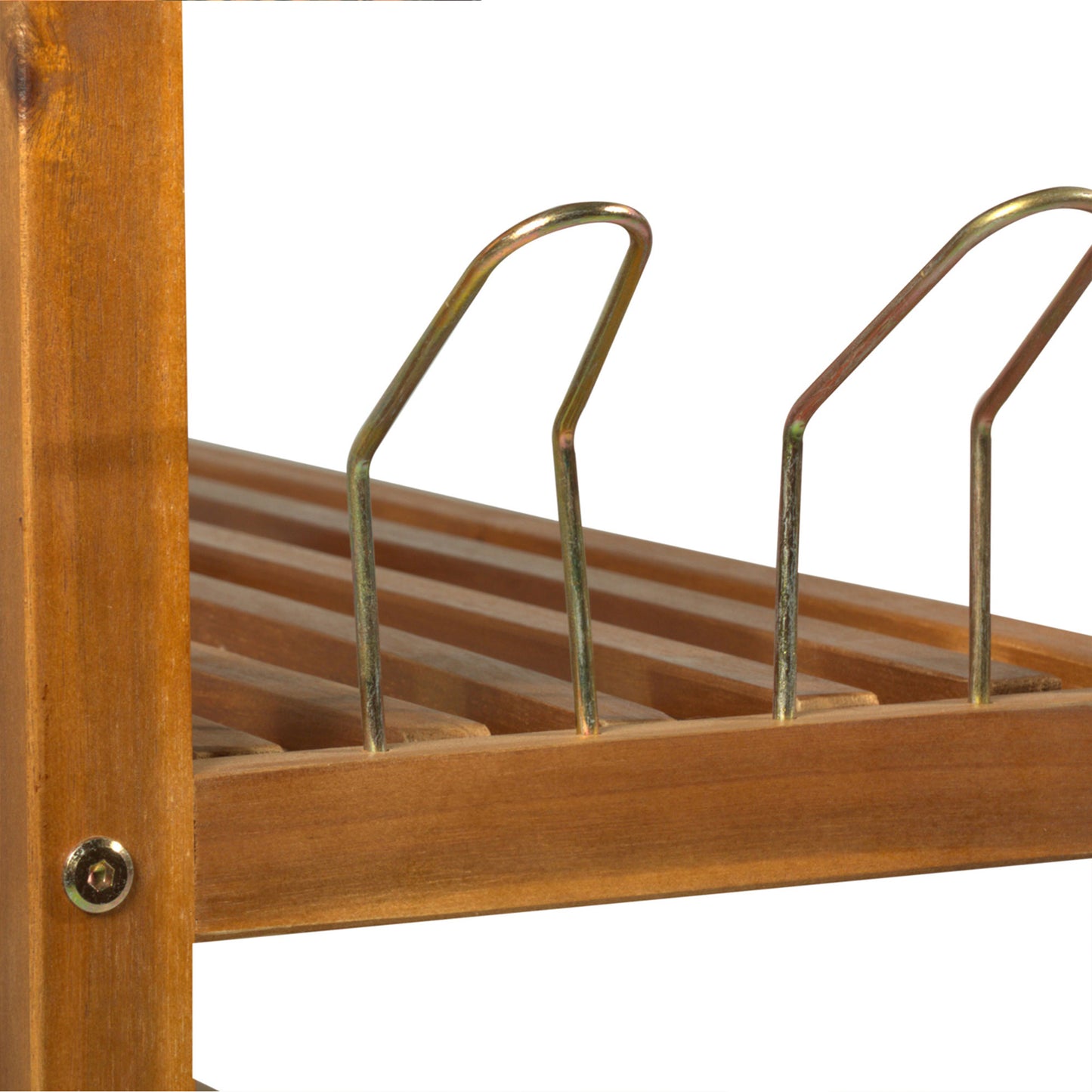 5-Tier Shoe Rack, Acacia Wooden Shoe Storage Organiser with Hangers, Holds up to 19 Pairs, for Entryway, Living Room