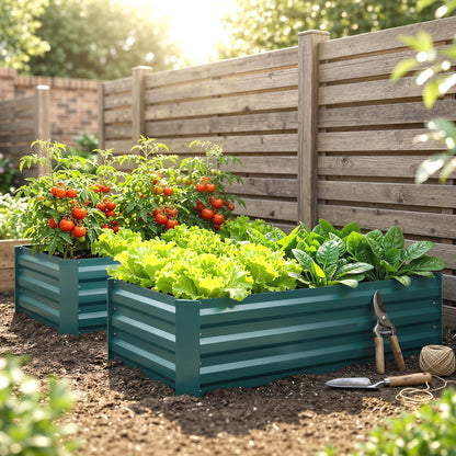 Set of Two 100 x 60cm Steel Planter Boxes -Green